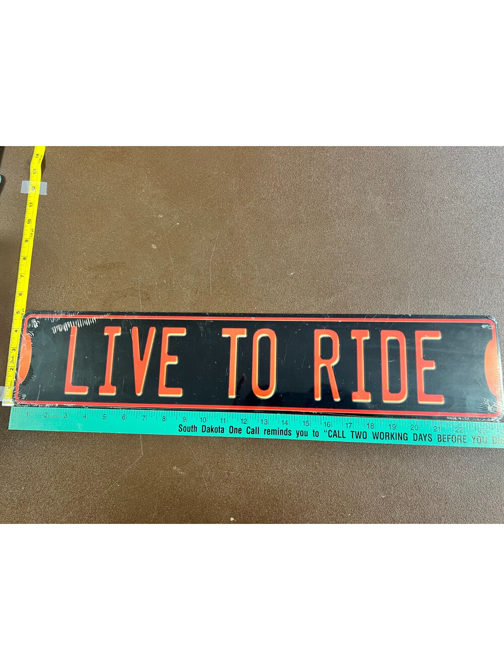 Live to Ride 5x24 Aluminum Metal Motorcycle Sign Garage Man Cave Decor